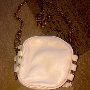 Braciano genuine leather purse. Off white beautiful gold strap.